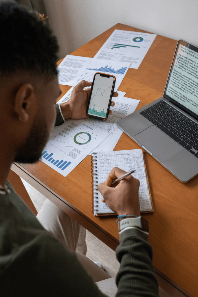 Man reviewing analytics in the digital workplace